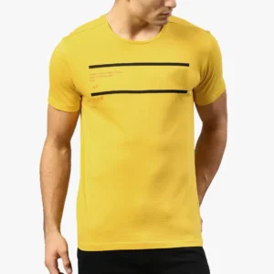 Men Yellow Printed Round Neck T-Shirt