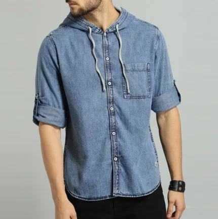 Hooded Denim Sustainable Shirt