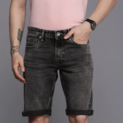 Men Grey Denim Shorts