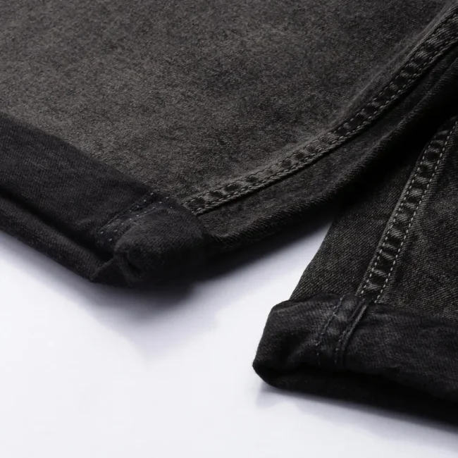 Men Grey Melange Slim Fit Denim Shorts