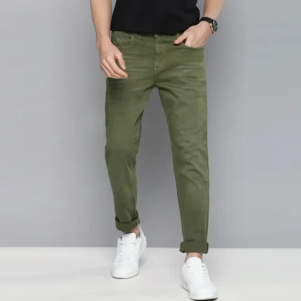 Men Olive Green Jeans