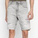 Men Solid Denim Shorts