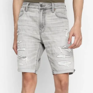 Men Solid Denim Shorts