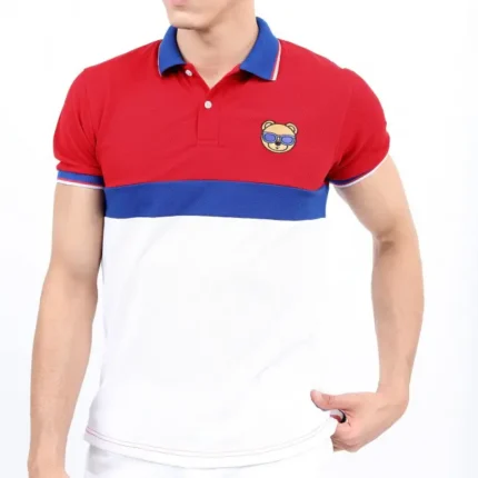 Men Colorblocked Red Polo
