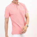 Men Pink Solid Polo T-Shirt