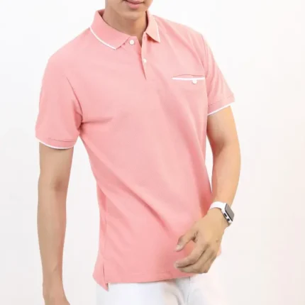 Men Pink Solid Polo T-Shirt
