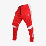 a red and white gym pants